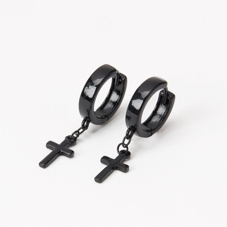 MoAndy Earring Jewelry Stainless Steel Womens Stud Earrings Cross Black Earring for Women 12x15MM 